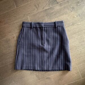 Babaton Navy Blue Pin-Striped Mini Skirt